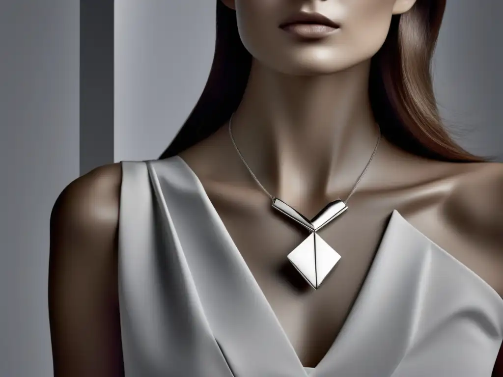 Innovaciones en joyería moderna: collar minimalista de plata con colgante abstracto geométrico inspirado en el movimiento cubista