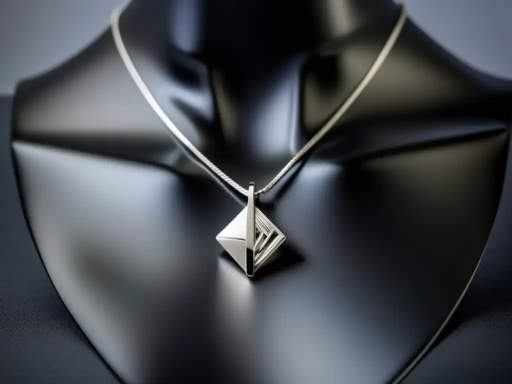 Evolución joyería contemporánea: collar plata minimalista con colgante geométrico, estética moderna