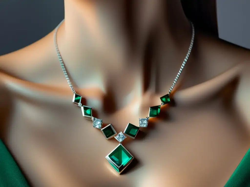 Tendencias futuras joyería innovadoras: Collar elegante de plata con gemas vibrantes - emeraldas, zafiros y diamantes