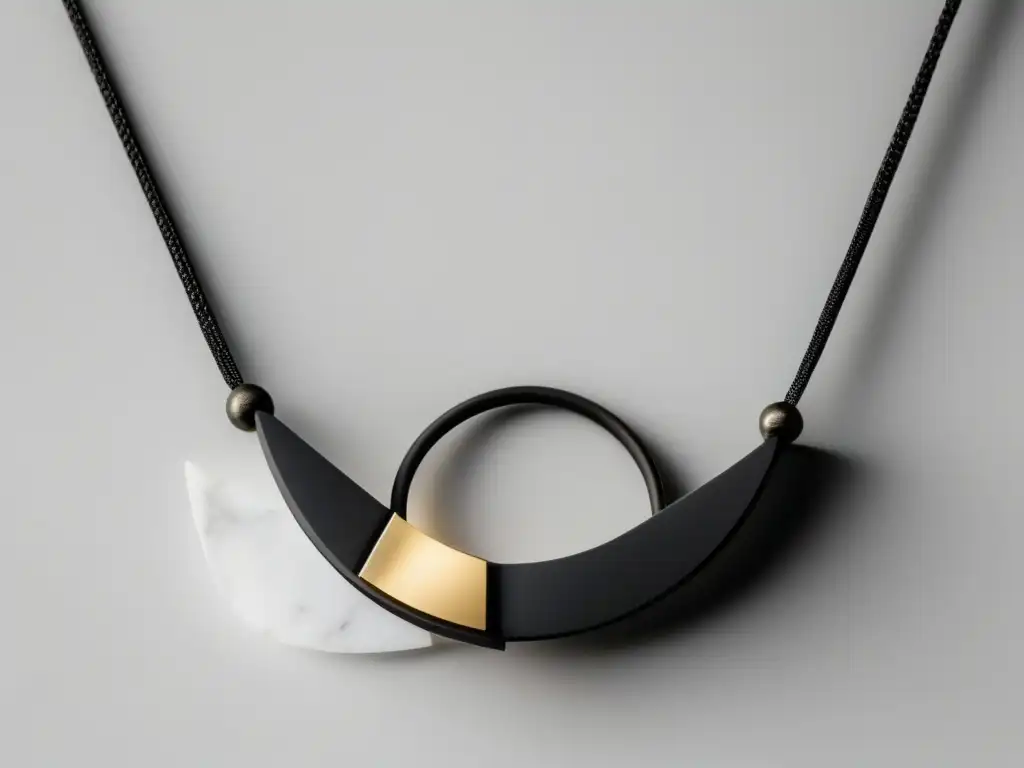 Tendencias diseño joyas contemporáneas, collar minimalista en mármol o metal, elegancia y simplicidad