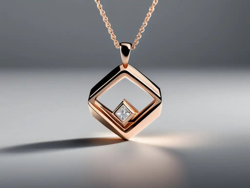 Tendencias joyería moda futuro: Collar minimalista de diseño futurista en plata y oro rosa