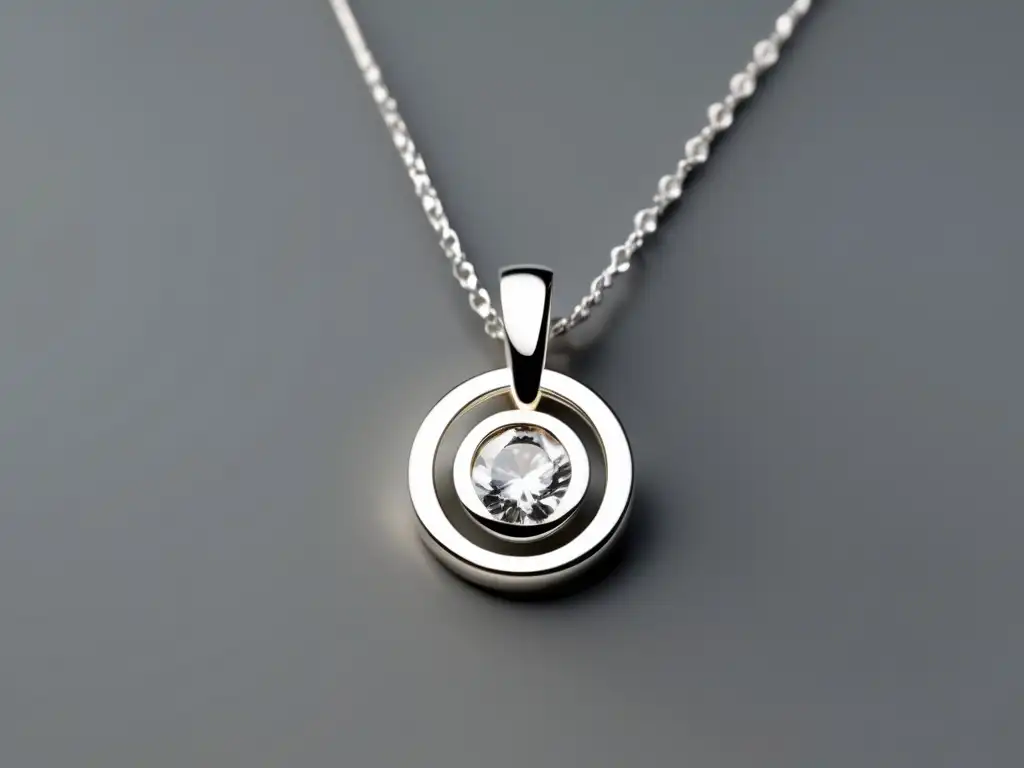 Collar moderno de plata u oro blanco con un diamante en el centro, elegante e ideal para expresar el duelo y honrar a los seres queridos