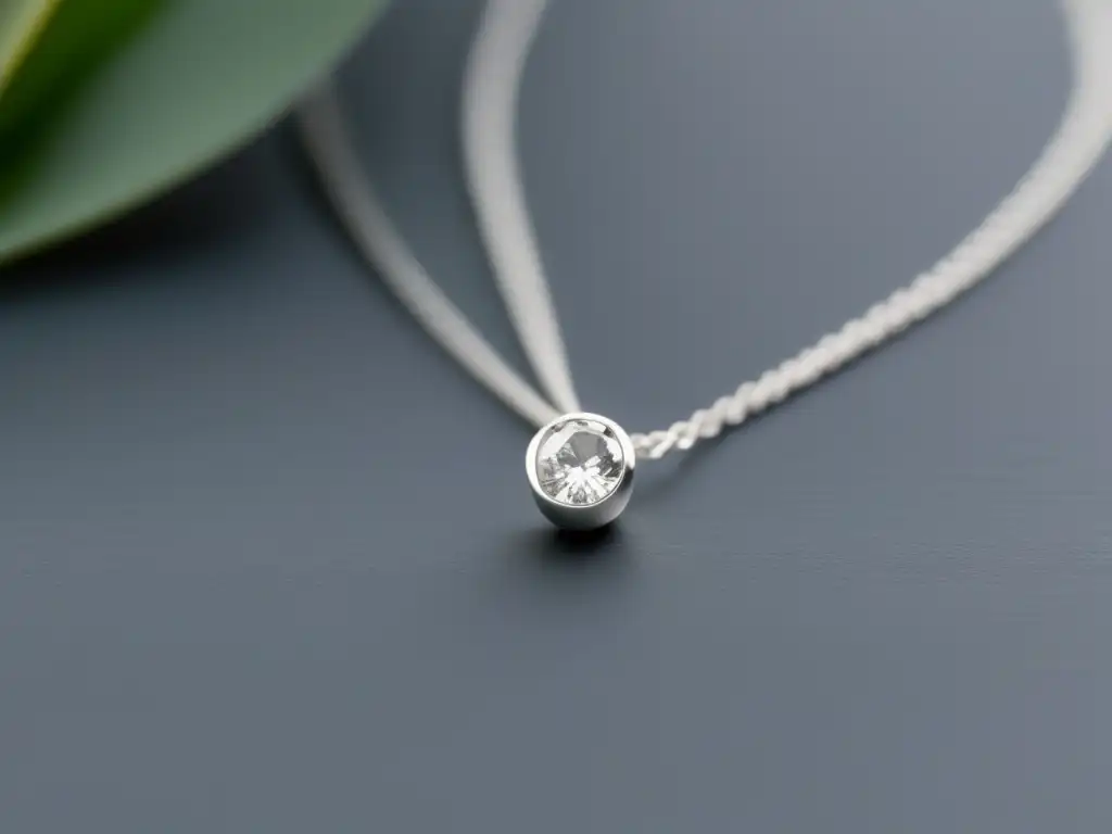 Evolución joyería sostenible: collar minimalista reciclado, cadena plata elegante, colgante diamante ético