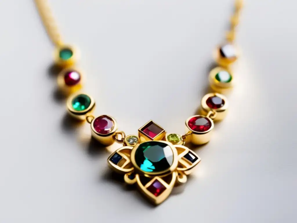 Collar dorado con gemas medievales: significado joyas Edad Media