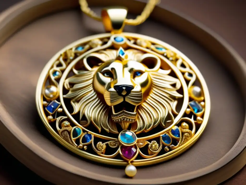 Oro en joyería persa: Collar de oro persa con diseño de filigrana y gemas brillantes, resaltando el poder y la artesanía persa