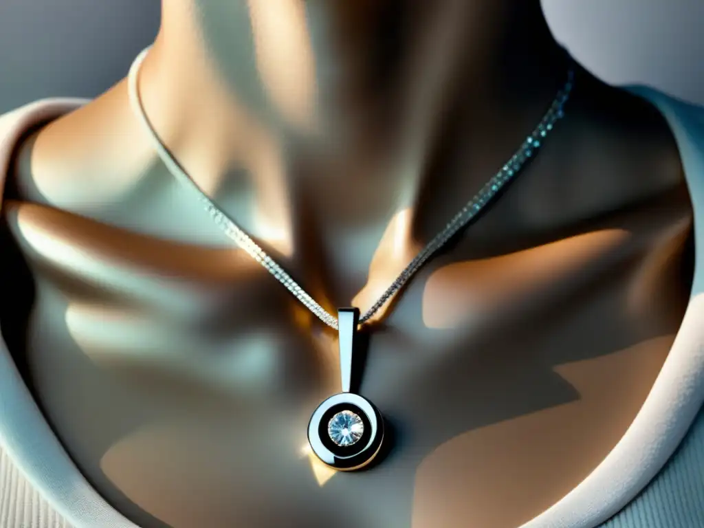 Collar minimalista de plata con diamante, refleja la belleza de la joyería contemporánea en Israel