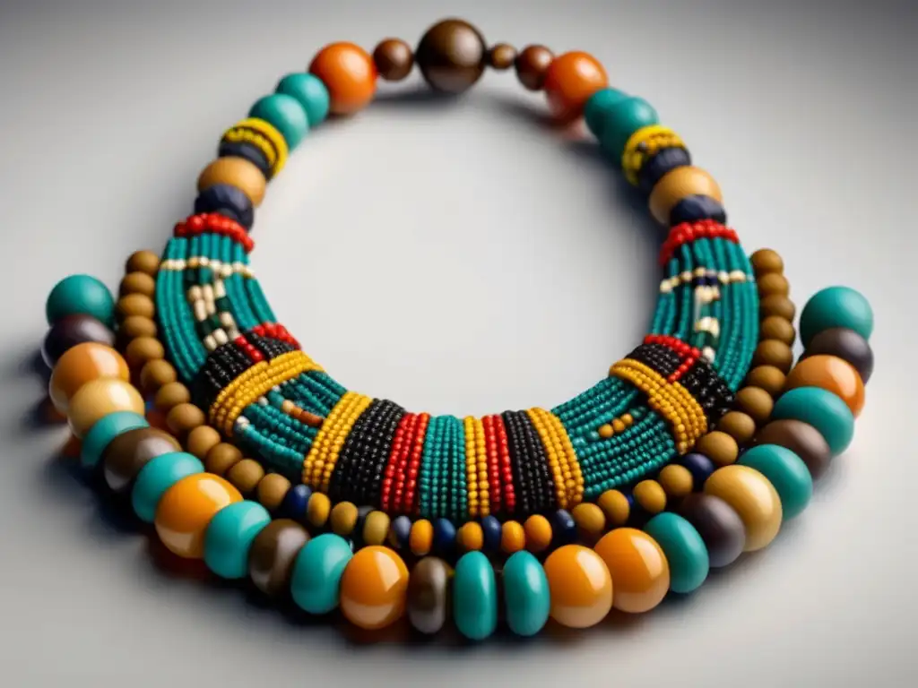 Historia joyería tribal africana: Detalle de collar africano en imagen 8k, con historia y artesanía en cada cuenta