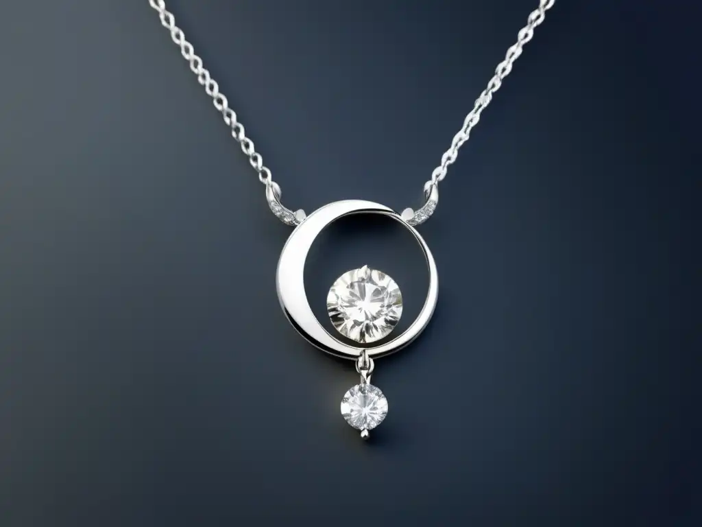 Joyería inspirada en planetas: Collar Venus en plata o oro blanco con diamante central