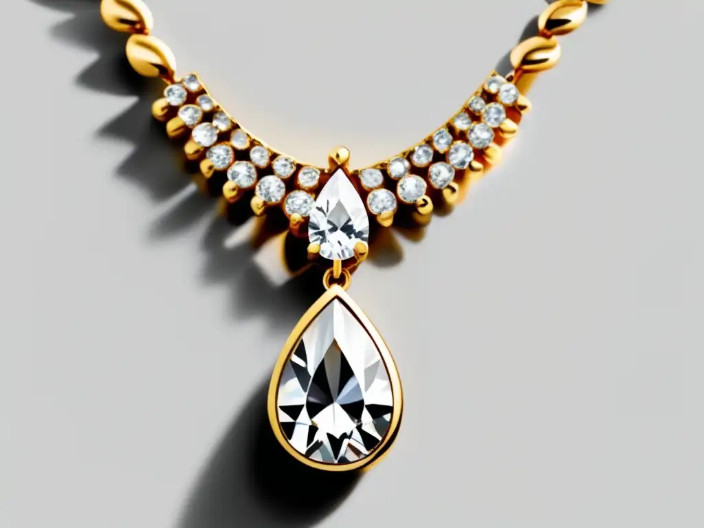 Tendencias joyería años 50: Collar diamante teardrop, diseño icónico de la década, elegante y atemporal