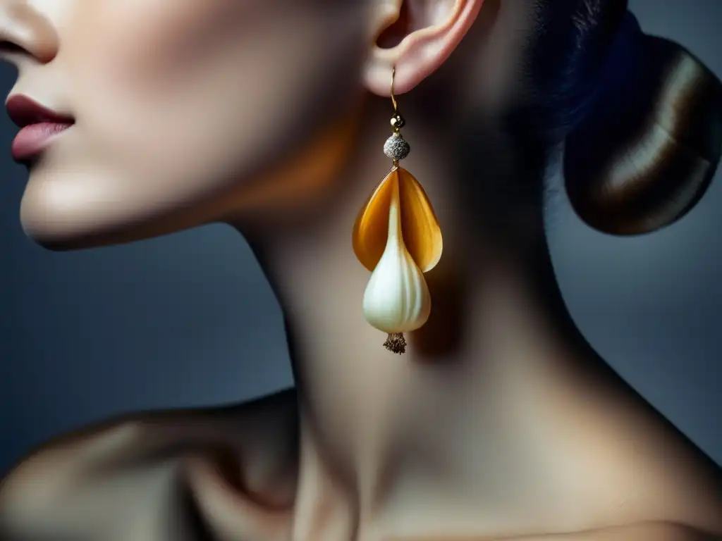 Joyería vegetal contemporánea: Elegantes pendientes de ajo en resina brillante