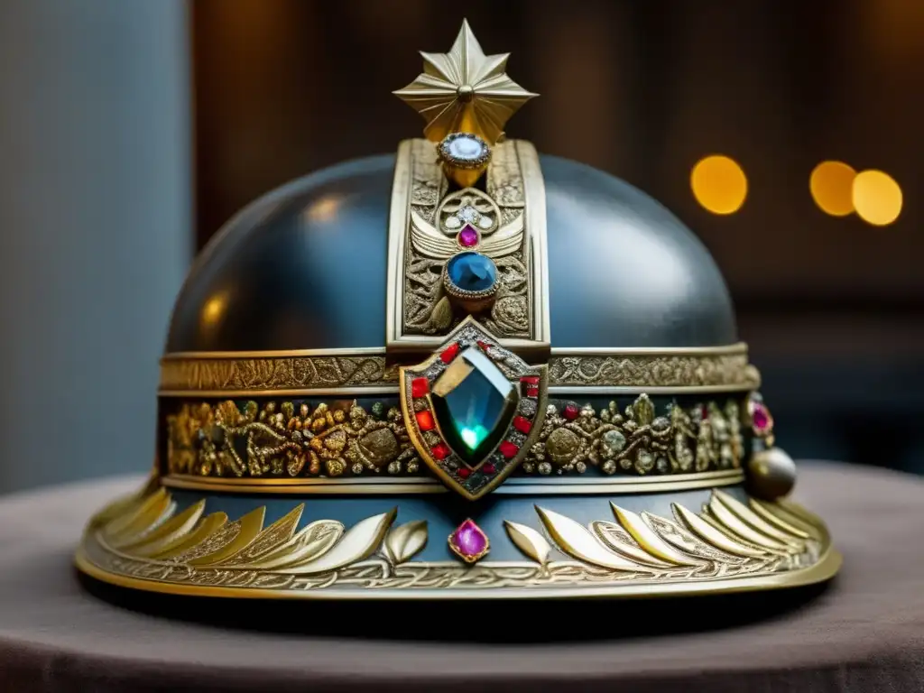 Joyas de guerra en la historia: casco con ornamentos y simbolismo cultural, elegante y poderoso