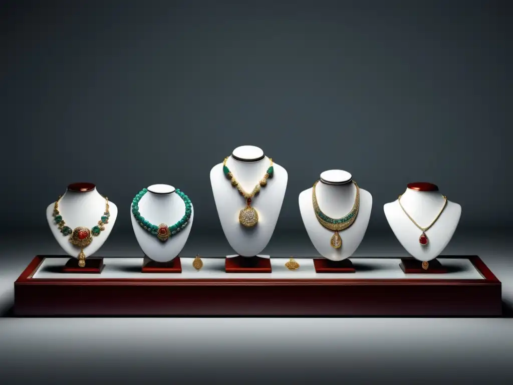 Evolución joyería Qing: vitrina minimalista con joyas elegantes de la dinastía Qing