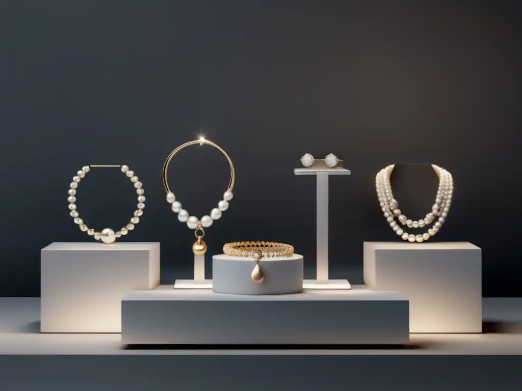 Elegante exhibición de joyería contemporánea Joyería contemporánea de moda con tendencias elegantes