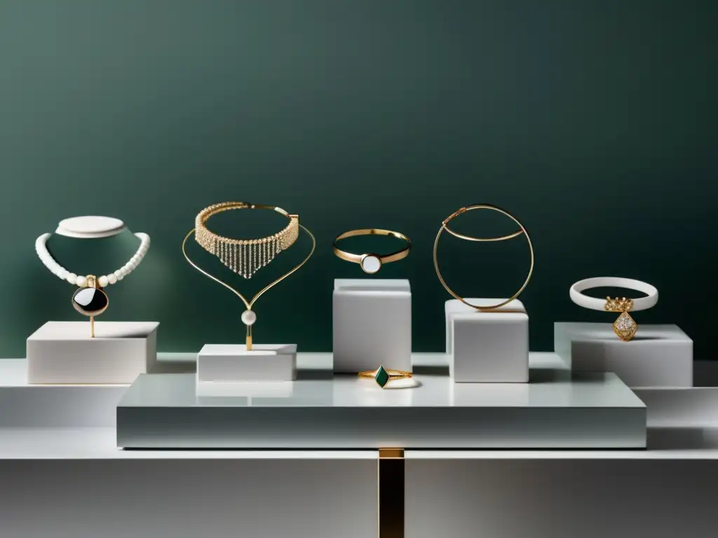 Joyas contemporáneas: historia y evolución, exhibición elegante y detallada de joyería minimalista moderna