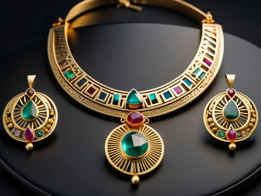 Historia joyería Medio Oriente - Exquisita exhibición de joyas antiguas de Egipto, Persia y el Imperio Otomano en un elegante fondo negro