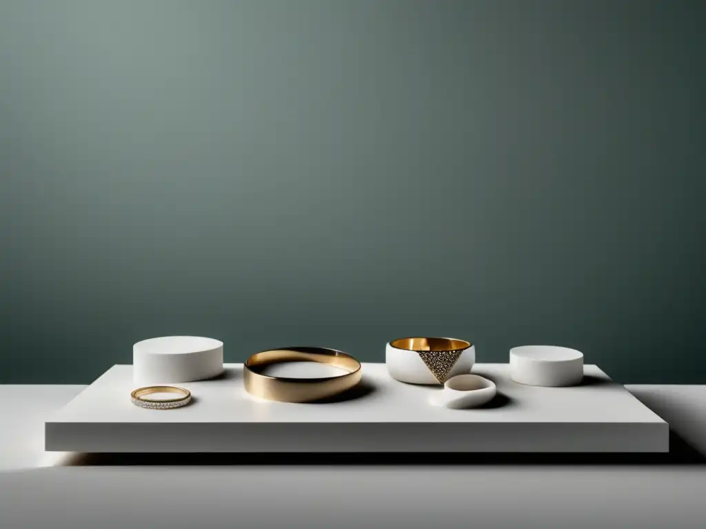 Oportunidades en joyería artesanal: exhibición minimalista y elegante de piezas únicas y diversidad creativa