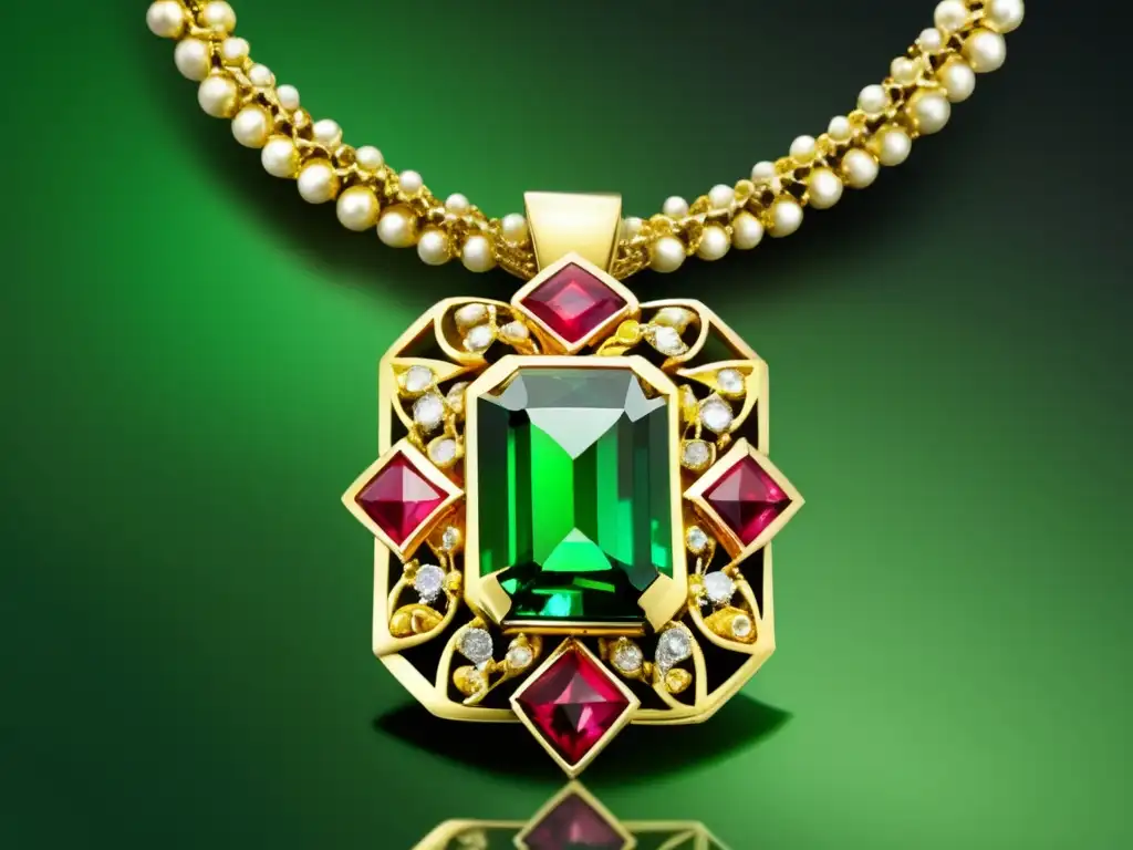 Innovaciones en la joyería renacentista con piedras preciosas: Exquisito collar de oro con esmeralda, rubíes, zafiros y diamantes
