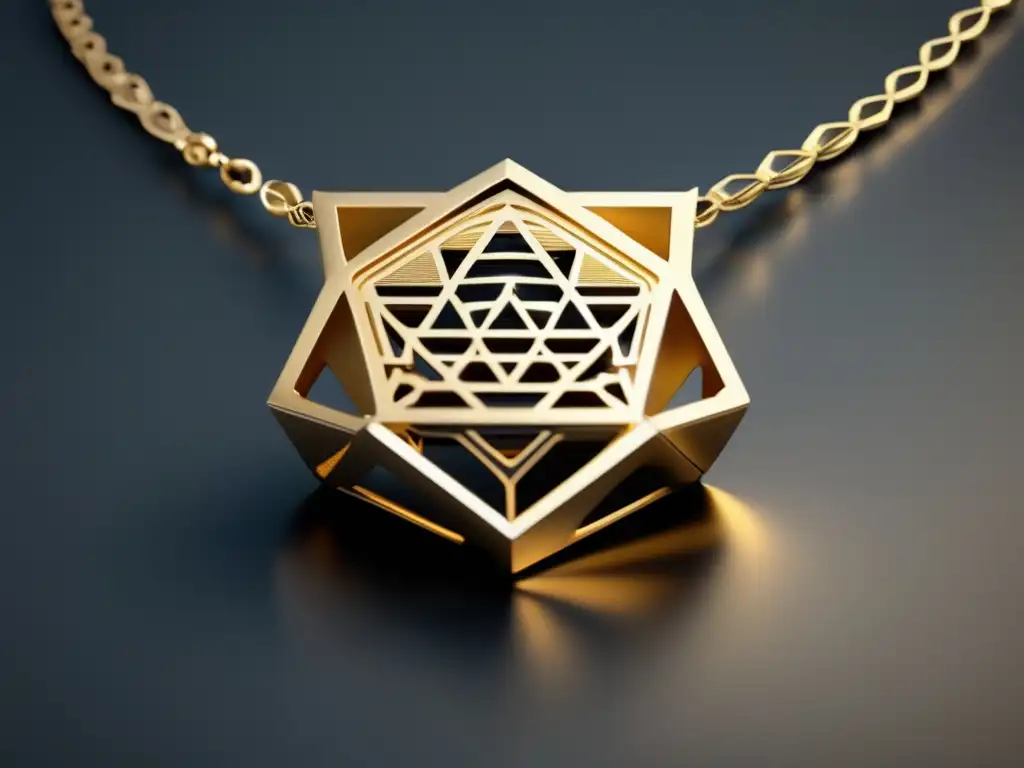 Joyas personalizadas impresión 3D: collar futurista 8k con patrones geométricos y acabado metálico