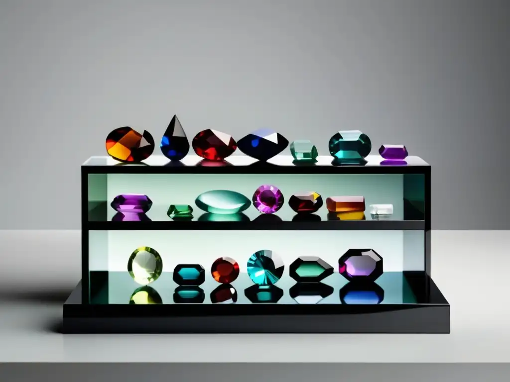 Tendencias joyería 2022: Exhibición minimalista de piedras preciosas en colores vibrantes, elegante y cautivadora