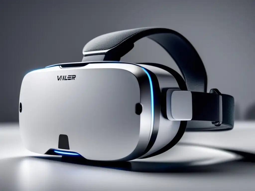 Realidad virtual para probar joyas - Headset moderno y minimalista en superficie blanca