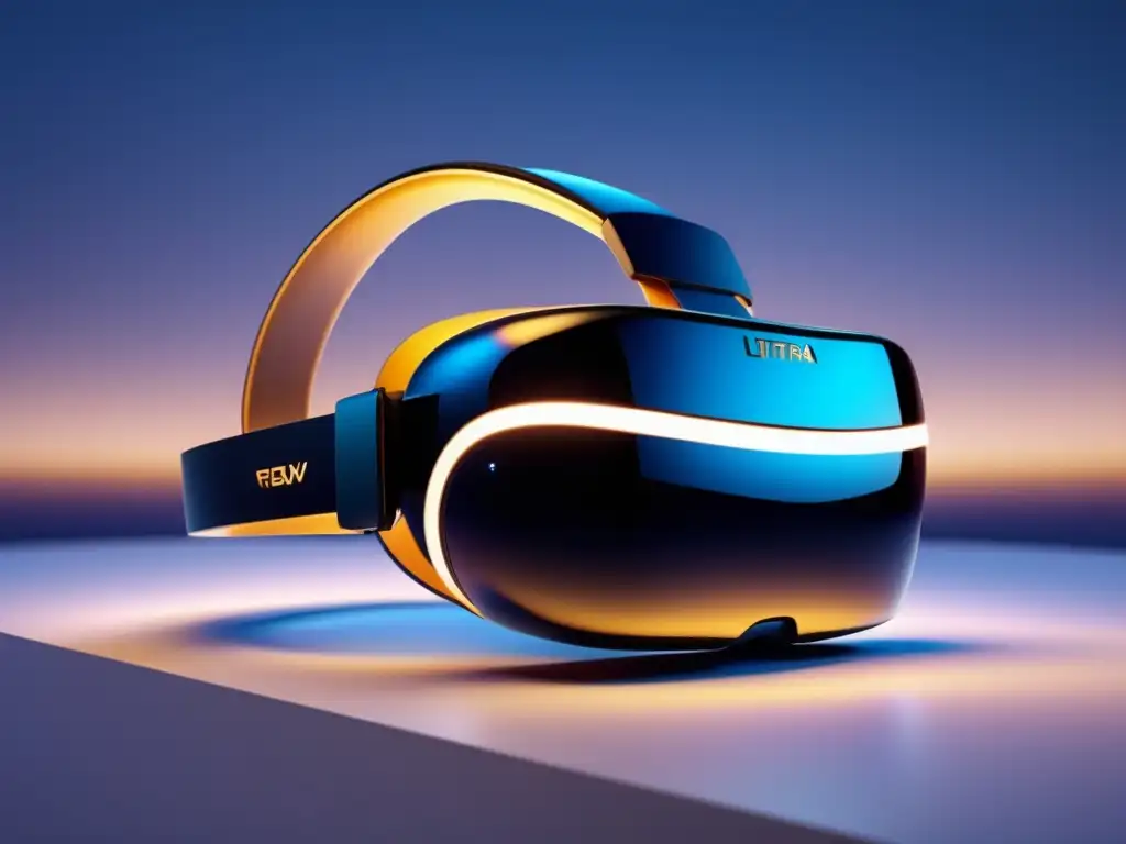 Experiencia inmersiva: VR y joyería Rol de realidad virtual en compra de joyas: VR headset muestra joyas 3D en ambiente minimalista