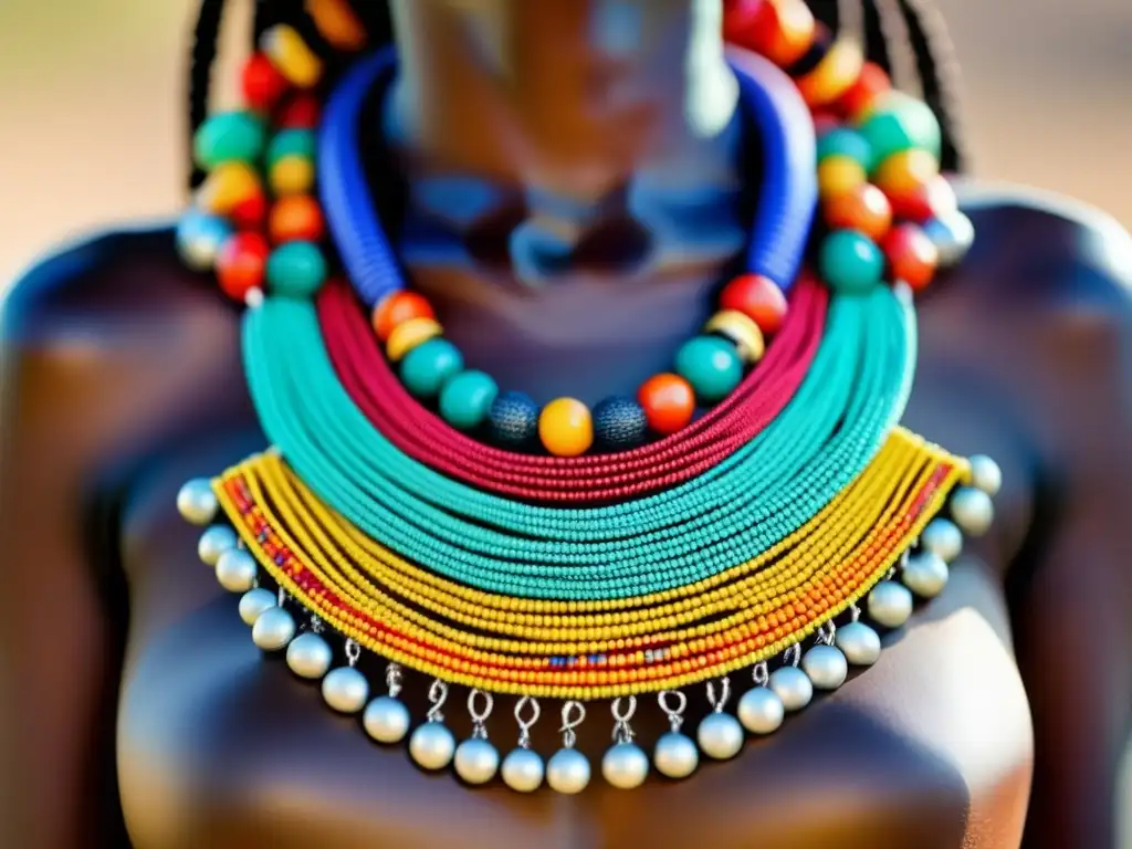 Joyería tradicional de los Masai: collar de cuentas vibrantes y delicado con patrones y detalles exquisitos