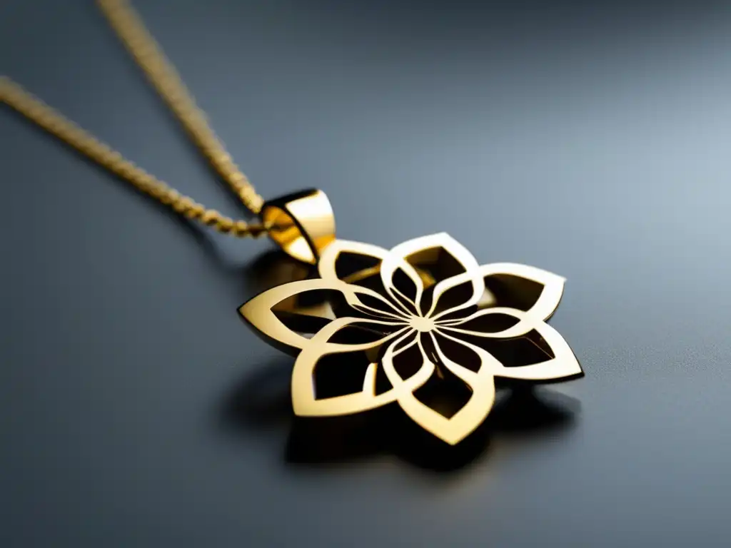 Joyería impresa en 3D: Detalles de un collar moderno con patrones geométricos y flor estilizada