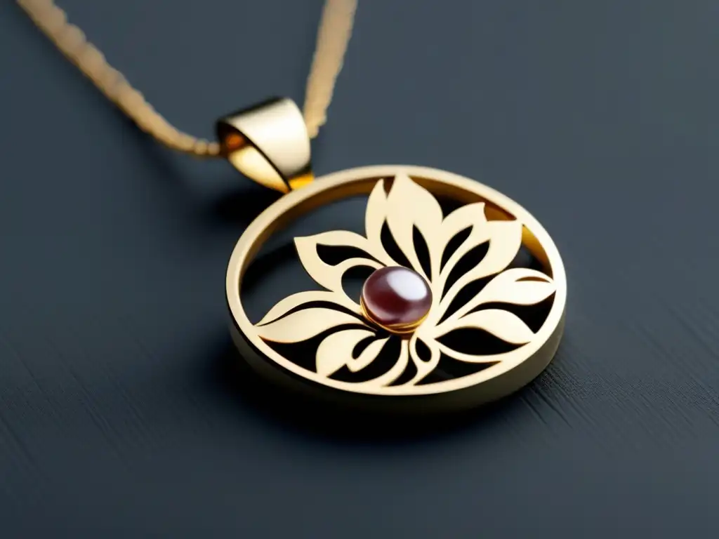 Joyería japonesa: collar de metales preciosos con colgante de flor de cerezo