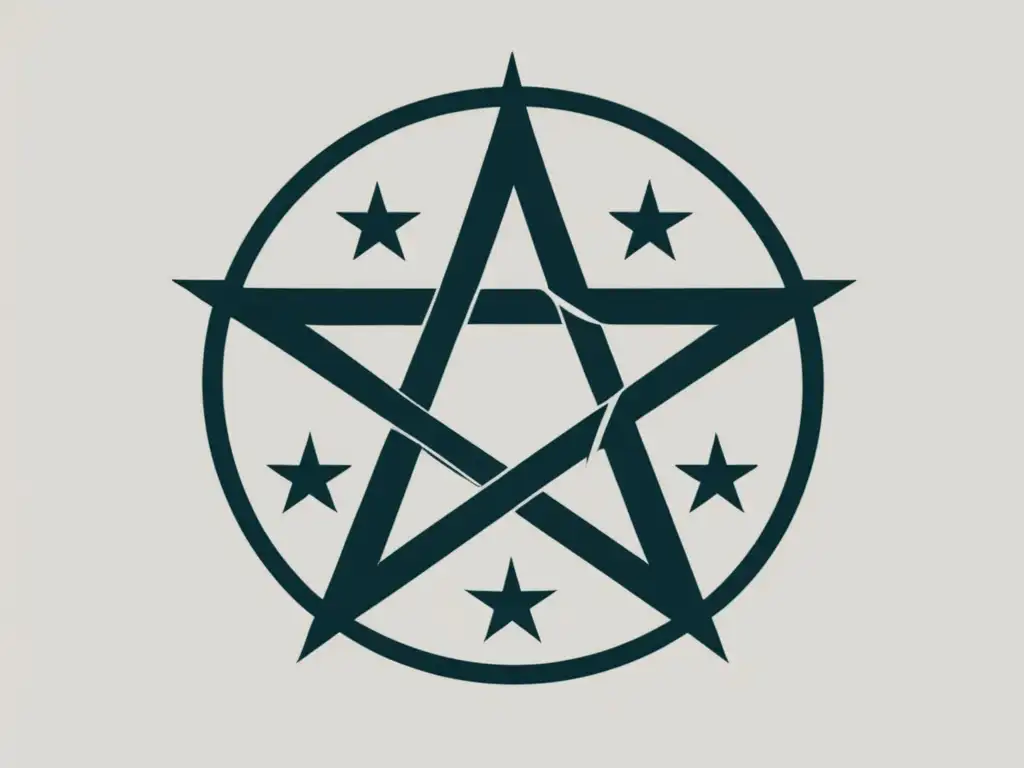 Pentáculo minimalista de Wicca Ilustración minimalista de un pentáculo en Wicca: historia y significado de amuletos y talismanes