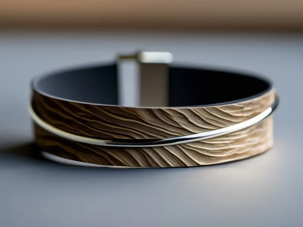 Joyería de corteza de árbol: Pulsera de corteza de árbol, elegante y minimalista, muestra los patrones y texturas de la naturaleza