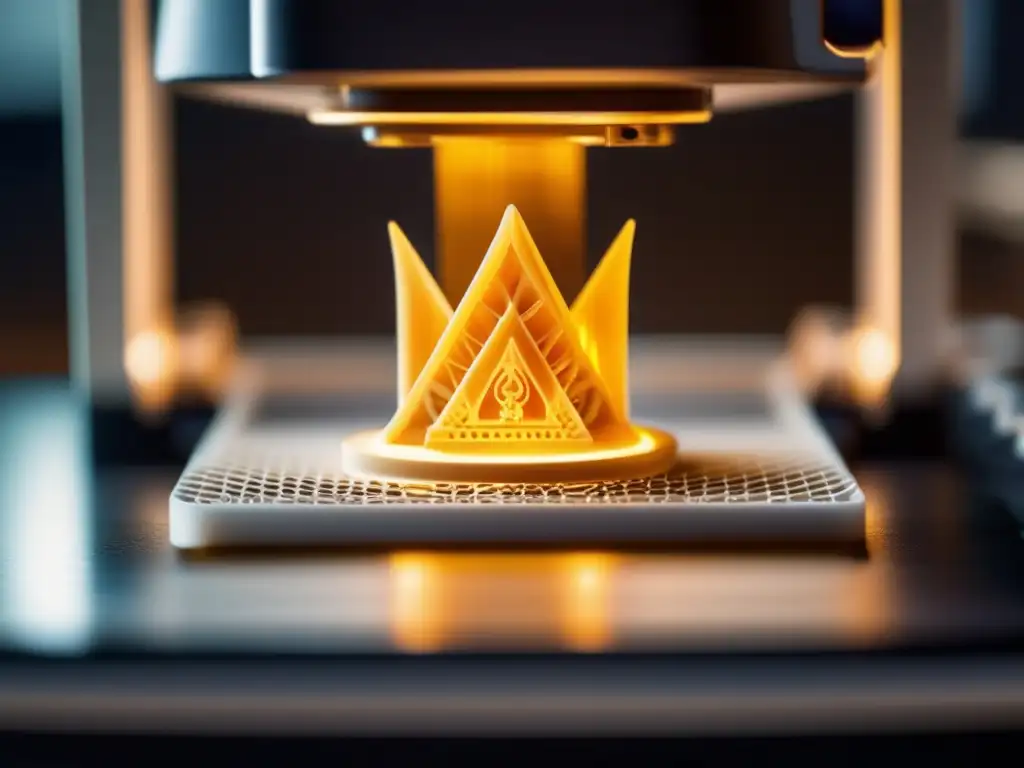 Joyas impresas en 3D evolución - Impresora 3D moderna en acción, creando delicada joyería religiosa con detalles precisos