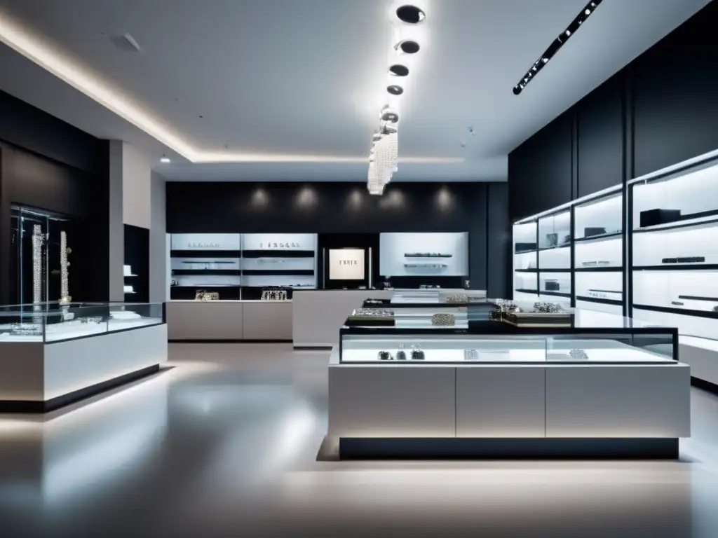 Interior tienda joyería contemporánea: elegante y sofisticada