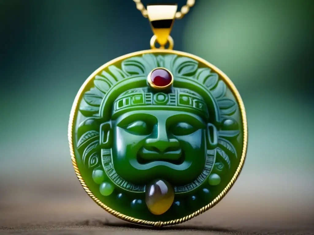 Historia joyería Olmeca: Jade esculpido con detalle, colgante de oro, diseño mítico, belleza atemporal