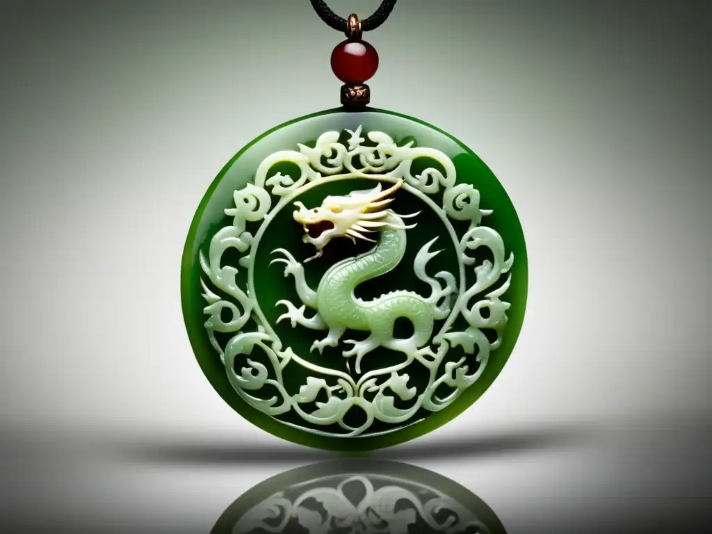 Exquisito colgante de jade de la dinastía Qing: dragones, fénix y poder