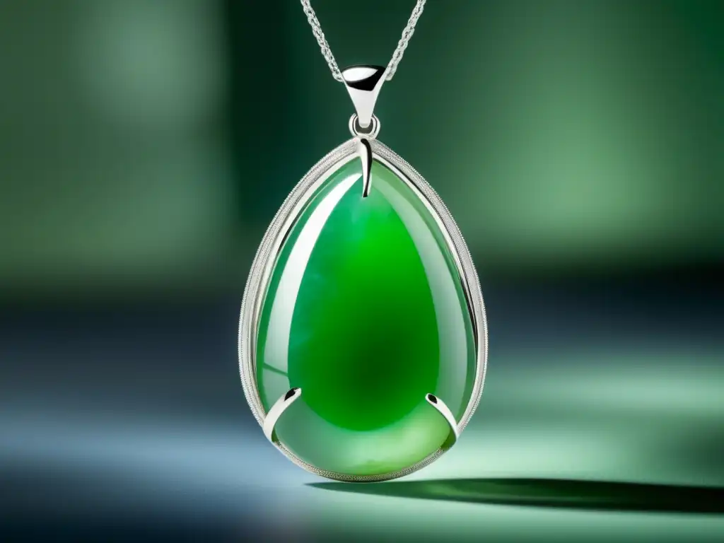 Joyería: Jadeita verde en moderno colgante de plata - Propiedades místicas de las jadeitas en joyería