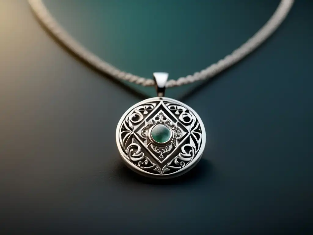 Joyería histórica y mitos relacionados: collar minimalista de plata con talismán grabado en gemstone