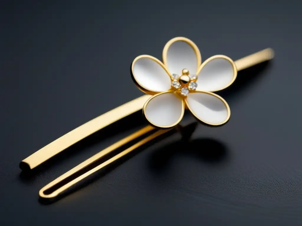 Joya japonesa: historia y significado, delicada y elegante hairpin de oro con cerezo, artesanía meticulosa