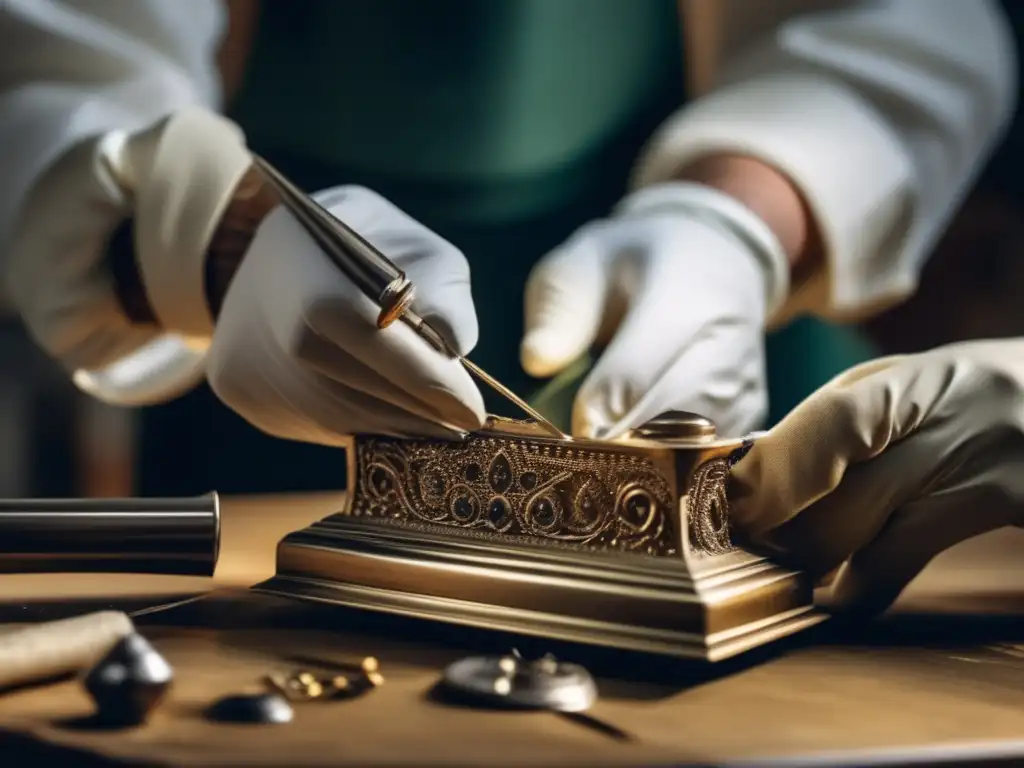 Técnicas de restauración joyería antigua: joyero restaurando con precisión una pieza antigua