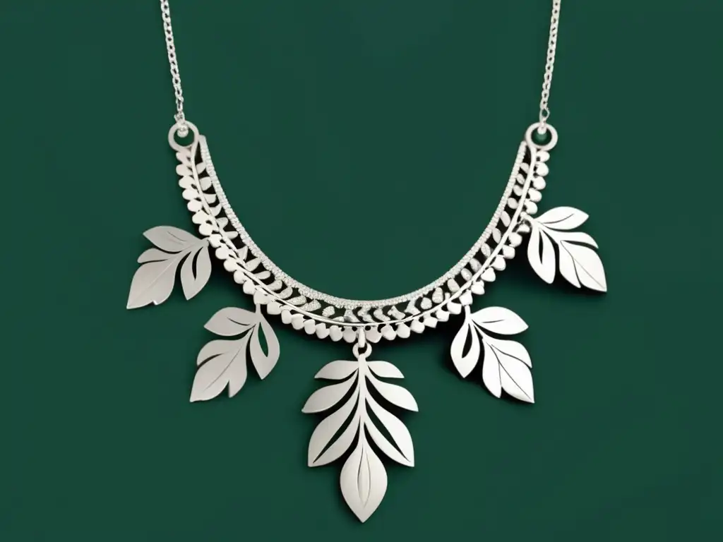 Influencia joyería colonial en Cuba: collar plata con diseños pendants de hojas palmeras, flores y patrones geométricos