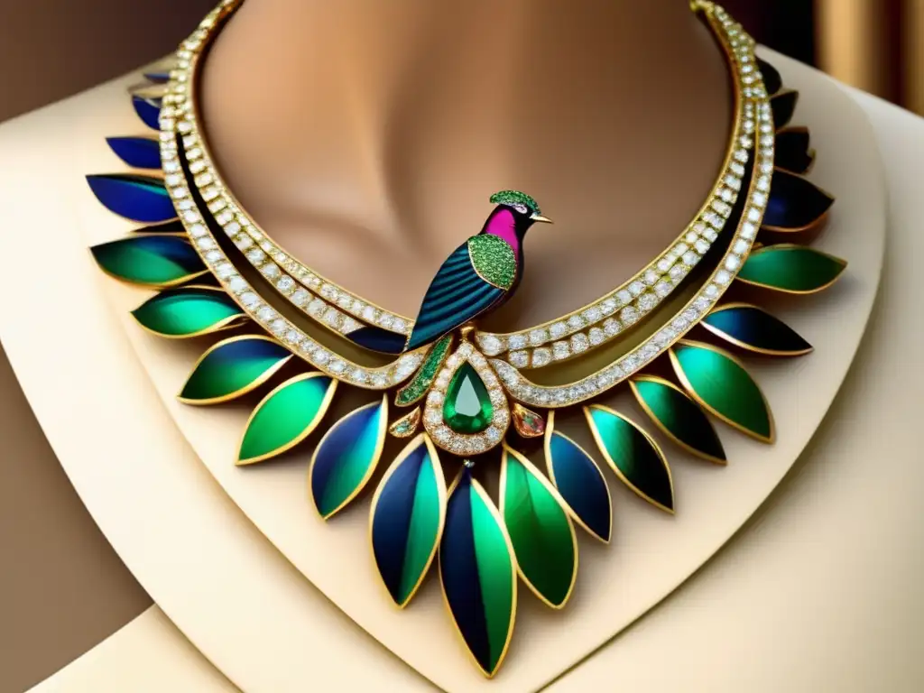 Historia de las joyas de plumas de aves exóticas con diamantes, esmeraldas y detalle minimalista