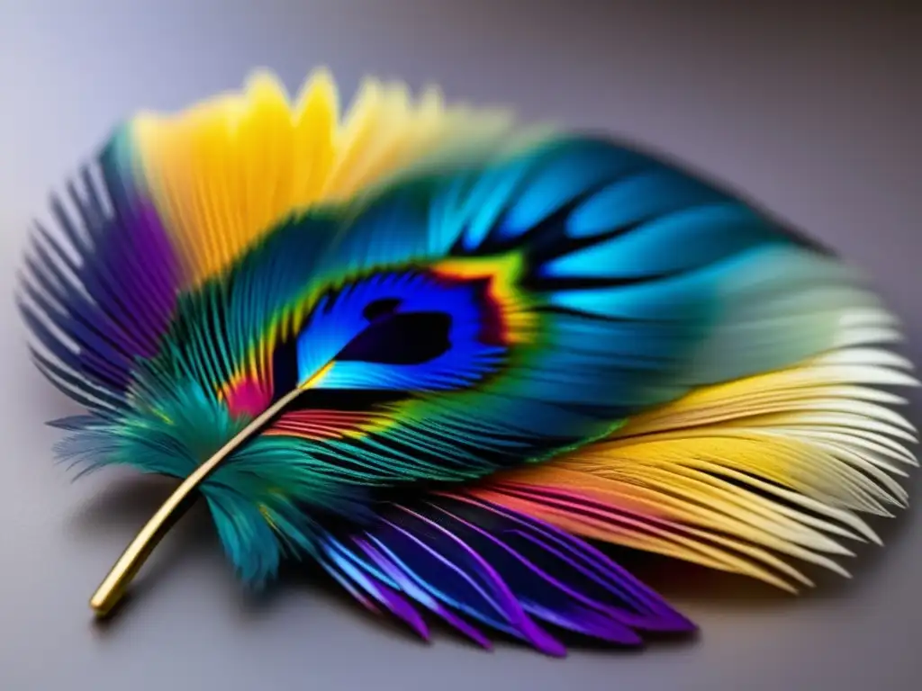 Joya plumas aves exóticas: historia elegancia sofisticación brillo colores texturas modernidad