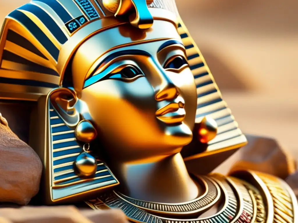 Amuleto egipcio de oro con gemas preciosas: historia joyería faraónica detallada