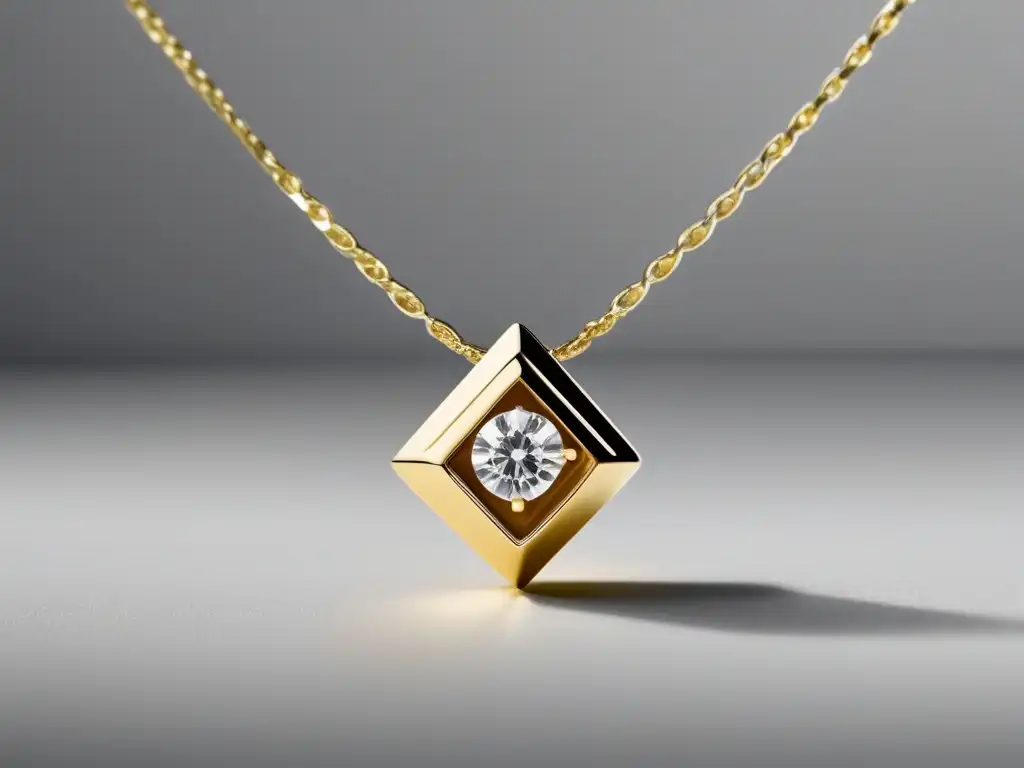 Joyas icónicas en pasarelas de moda - Minimalista joya de oro con diamante brillante en cadena geométrica