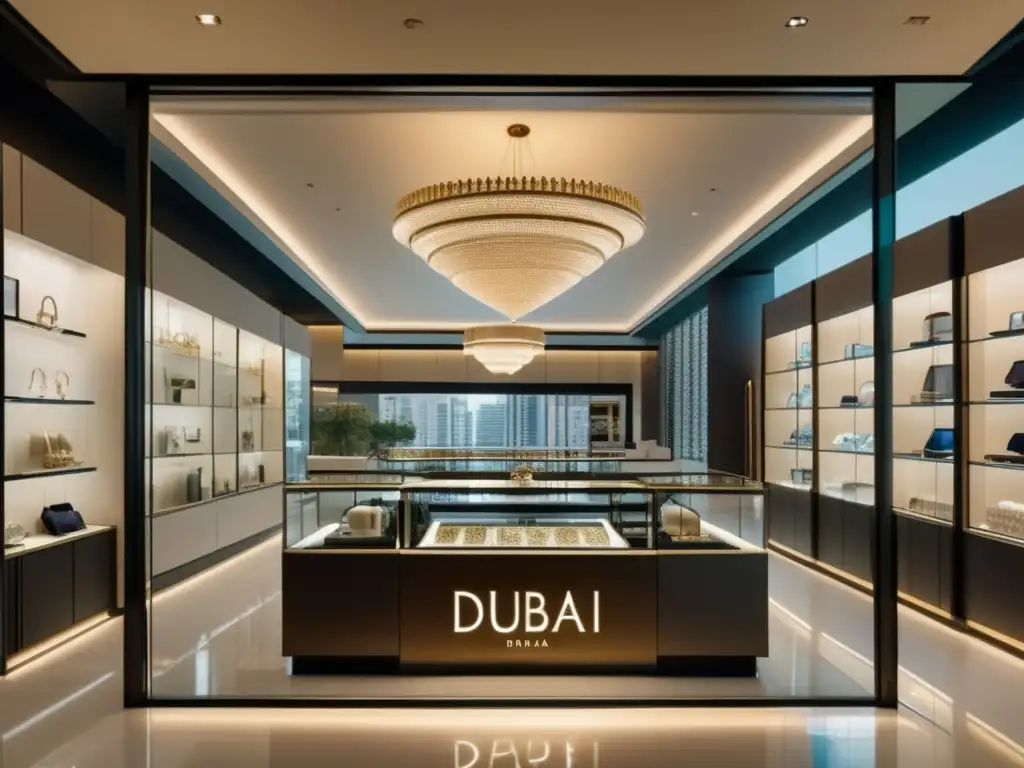 Joyería en Dubai: Innovación y tradición, tienda de joyas moderna con vistas a la ciudad