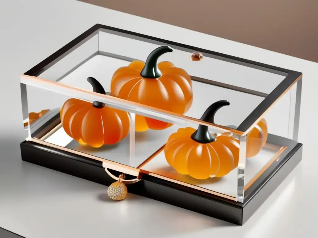 Joyas de calabaza otoñales en elegante estuche acrílico transparente