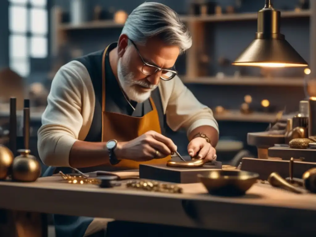 Evolución joyería Edad Bronce: joyero experto crea collar bronce con precisión y técnica hammering