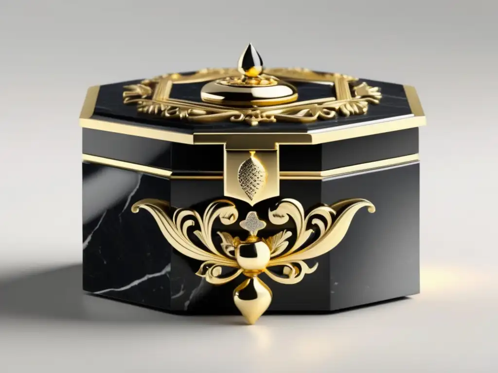 Joyería de la realeza: Caja de joyas moderna con detalles en oro, inspirada en emblemas reales, con gemas y colores vibrantes