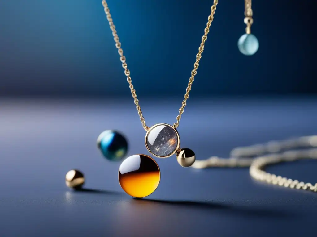 Joyería inspirada en planetas, collar de plata con pendants minimalistas que representan cada planeta