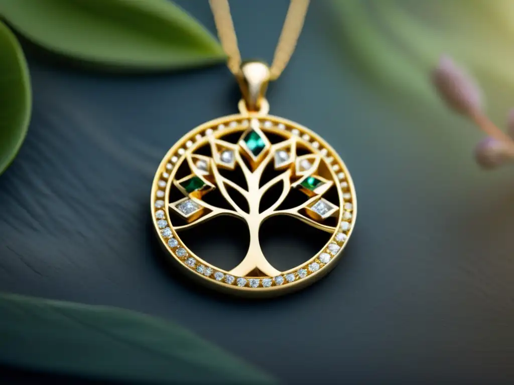 Joyería ética: historia y evolución, delicado collar sostenible con colgante de árbol y gemas brillantes