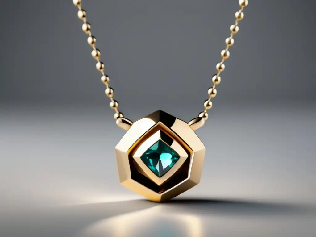 Innovaciones tecnológicas en joyería contemporánea: delicado collar geométrico de metal con piedra brillante